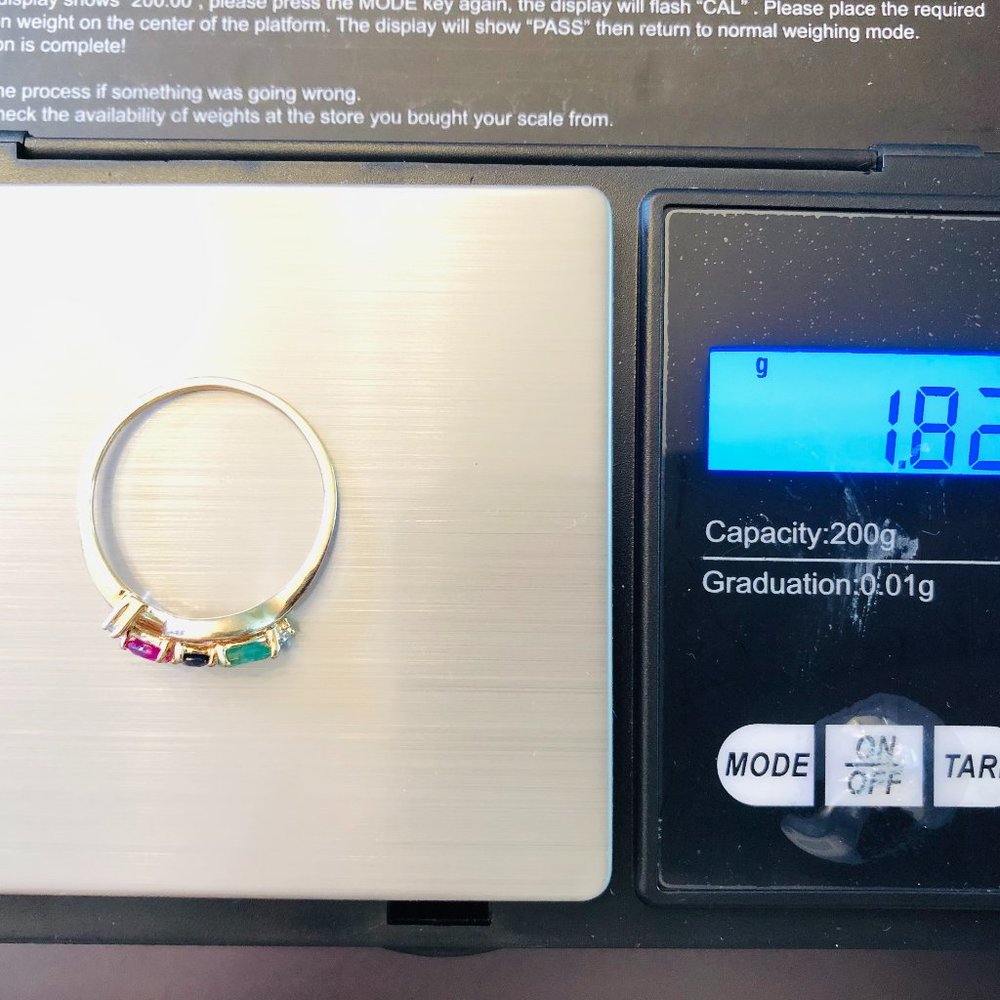 Emerald, Ruby & Sapphire Gold Ring - Picture 16 of 16